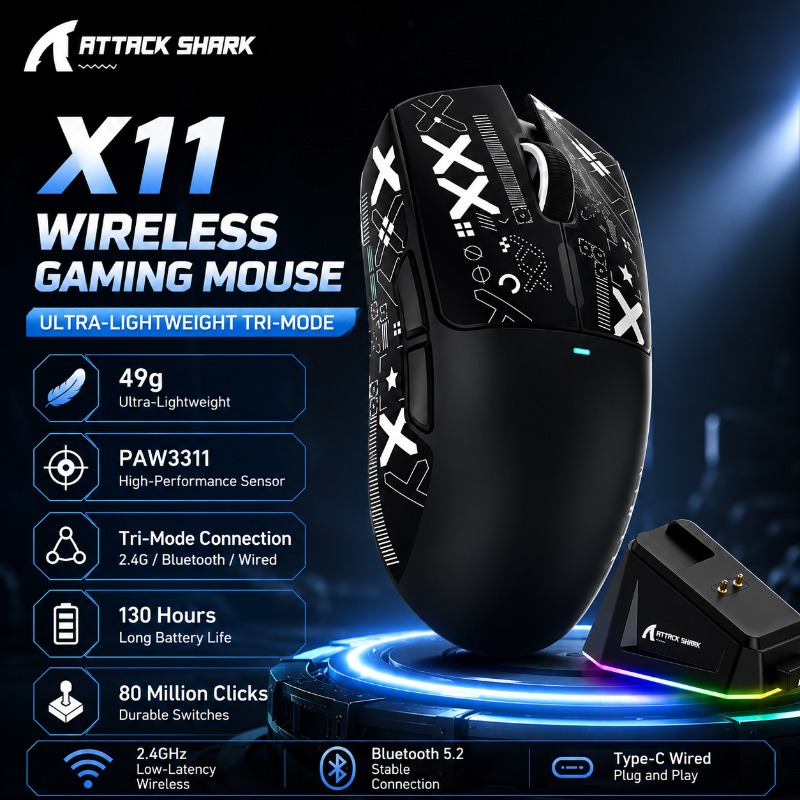 Es5 Esports Rgb Gaming Mouse - ATTACK SHARK X11 Kablosuz Oyun Mouse'u