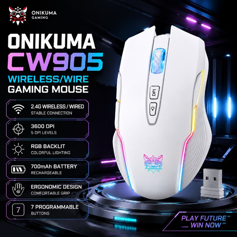 Es5 Esports Rgb Gaming Mouse - ONIKUMA CW905 Kablosuz Oyun Mouse'u 2.4G