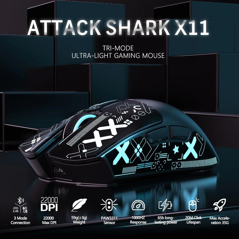 ATTACK SHARK X11 Kablosuz Oyun - Es5 Esports Rgb Gaming Mouse incelemesi ve fiyatı